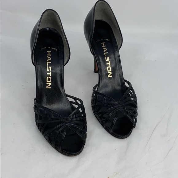 Vintage Halston Sz 5 Peep Toe D’Orsay Heels - Picture 3 of 9
